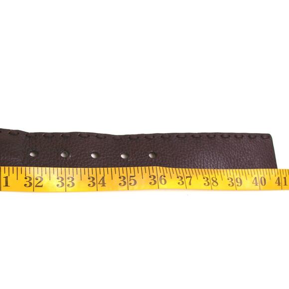 Michael Kors BROWN REAL LEATHER 1 5/8"Wd CHAIN STITCH CASUAL DRESS BELT Sz M B33 - Picture 11 of 14